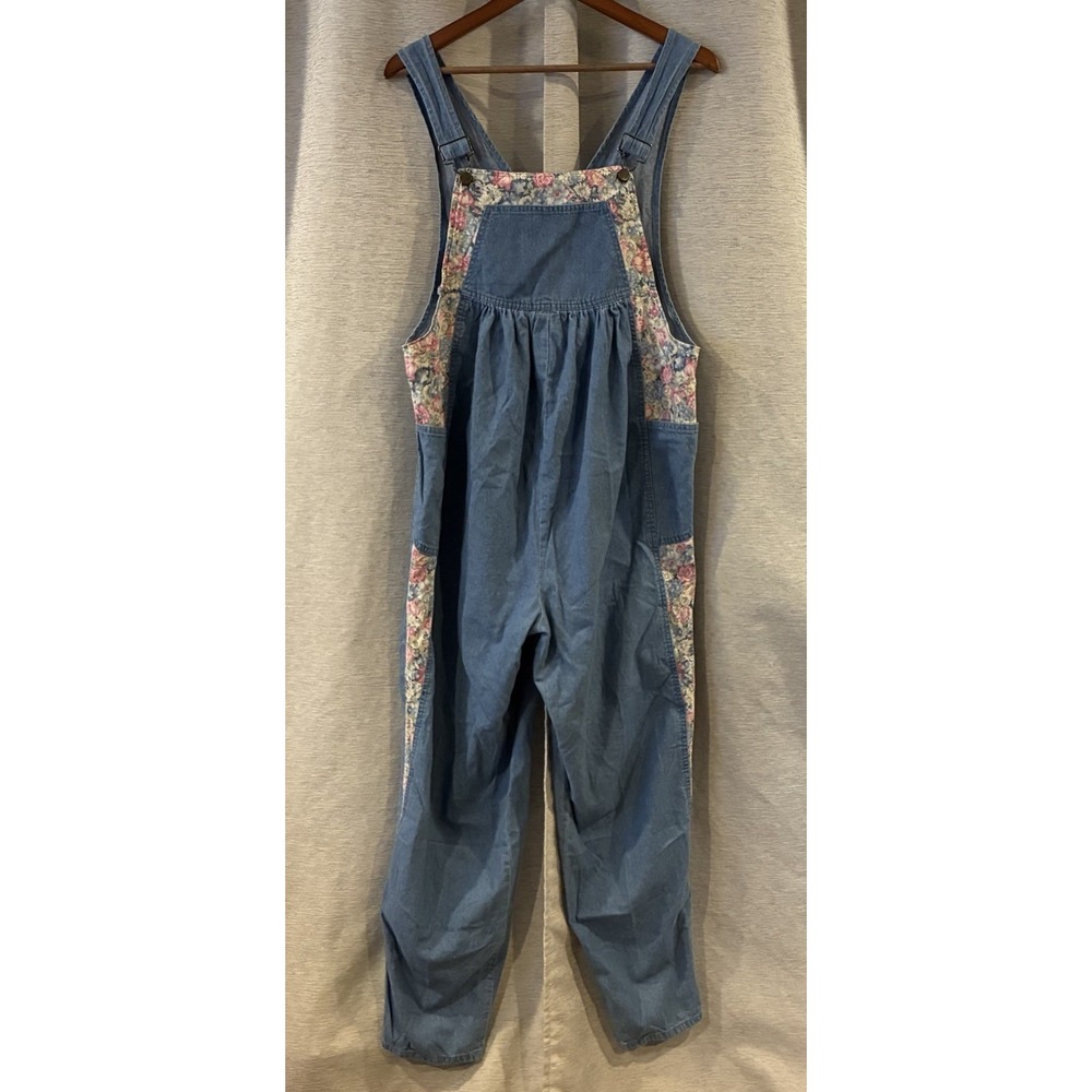 Vintage Rebel Maternity Floral Denim Overalls Size 12